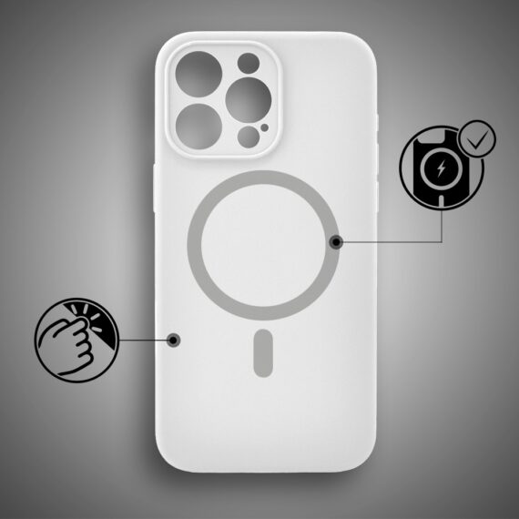 Etui do iPhone 16 Pro Max, silikonowe z MagSafe, mikrofibra soft touch z osłoną na aparat, białe (8)