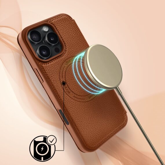 Etui do iPhone 16 Pro Max z klapką Solid MagSafe Book, typu książka, brązowe (2) Etui do iPhone 16 Pro Max z klapką Solid MagSafe Book, typu książka, brązowe (2)