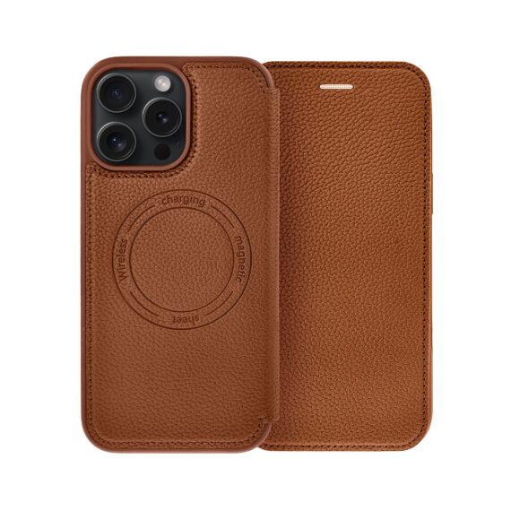 Etui do iPhone 16 Pro Max z klapką Solid MagSafe Book, typu książka, brązowe (9)