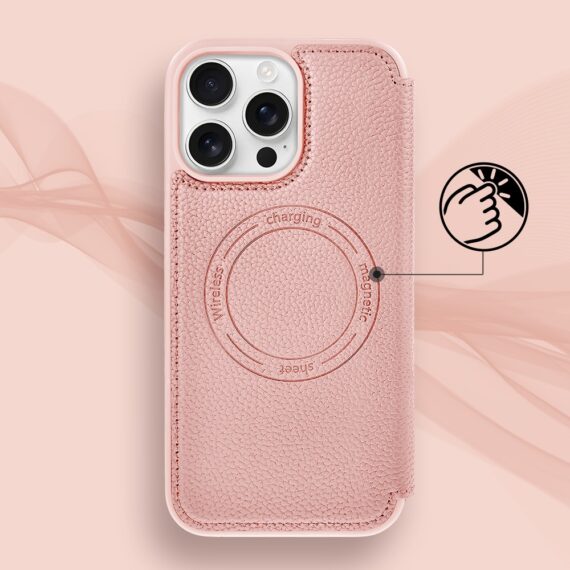 Etui do iPhone 16 Pro Max z klapką Solid MagSafe Book, typu książka, różowe (1)