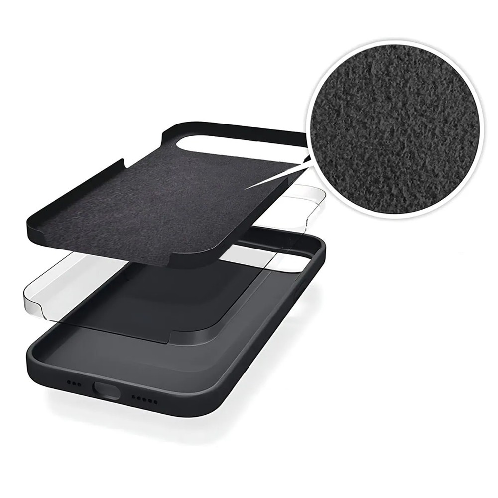 Etui do iPhone 17 Air Soft Lux matowe z mikrofibrą, trójwarstwowa ochrona, czarne (1)