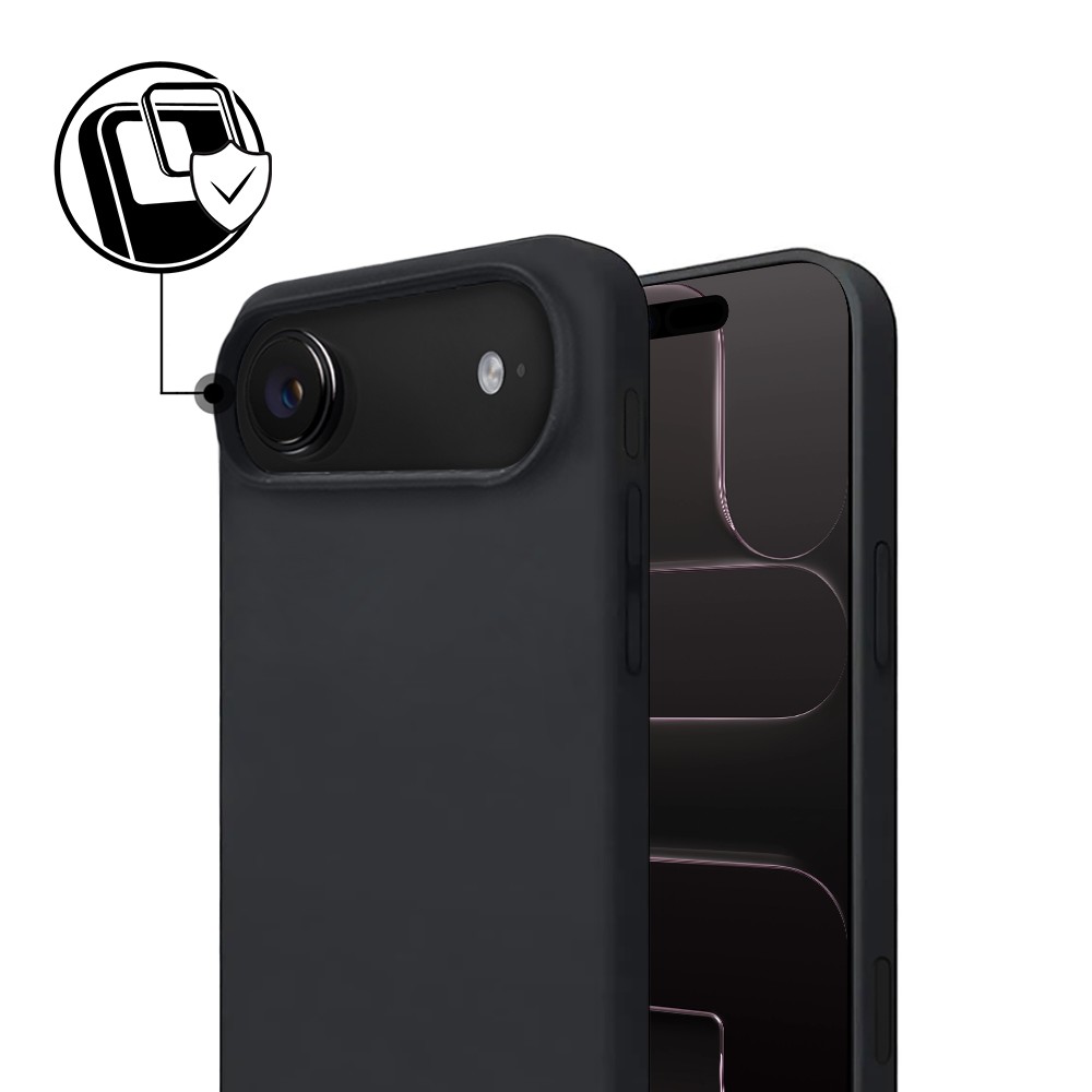 Etui do iPhone 17 Air Soft Lux matowe z mikrofibrą, trójwarstwowa ochrona, czarne (4)