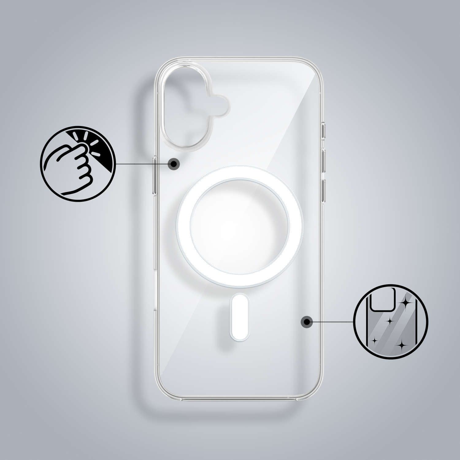Etui do iPhone 17 Clear Case, twardy tył z MagSafe, przeźroczyste17-1
