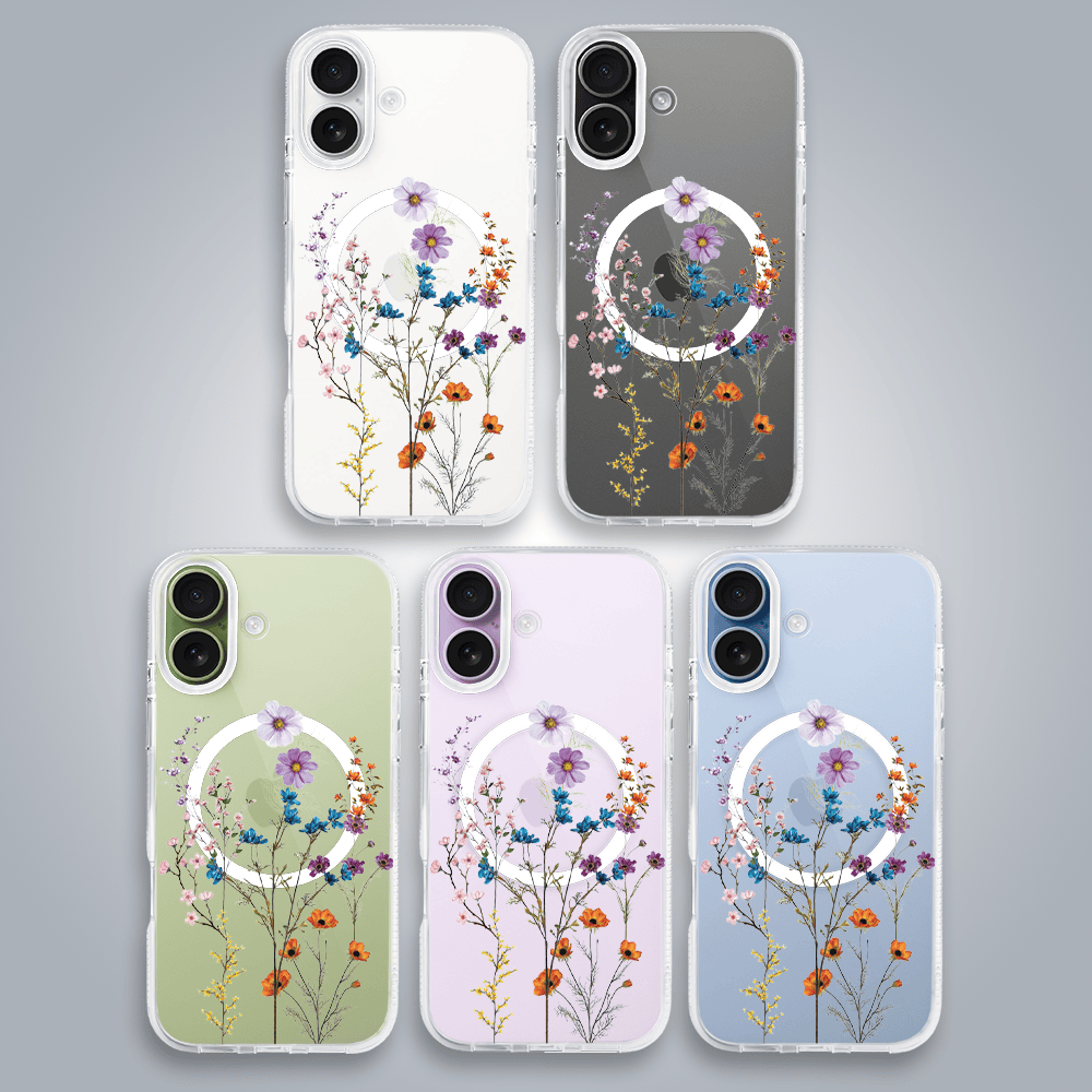Etui-do-iPhone-17-Flower-MagSafe-kwiaty-roznokolorowe-przezroczyste-3