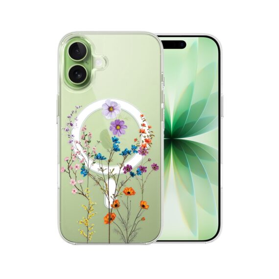 Etui do iPhone 17 Flower MagSafe kwiaty różnokolorowe, przeźroczyste17-4