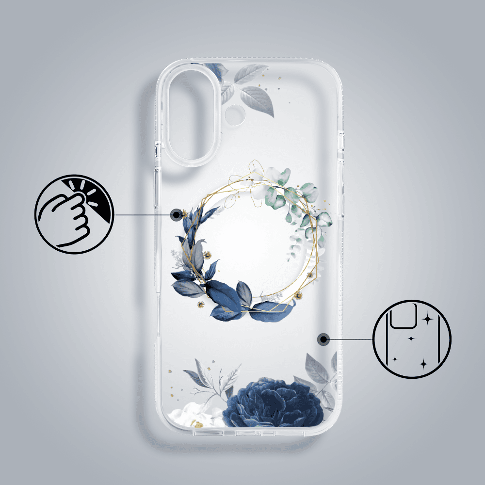 Etui-do-iPhone-17-Flower-MagSafe-niebieskie-kwiaty-przezroczyste-1