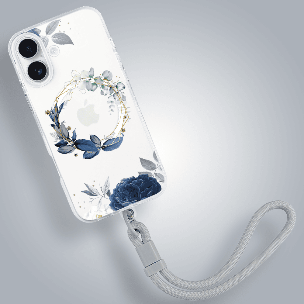 Etui-do-iPhone-17-Flower-MagSafe-niebieskie-kwiaty-przezroczyste-3
