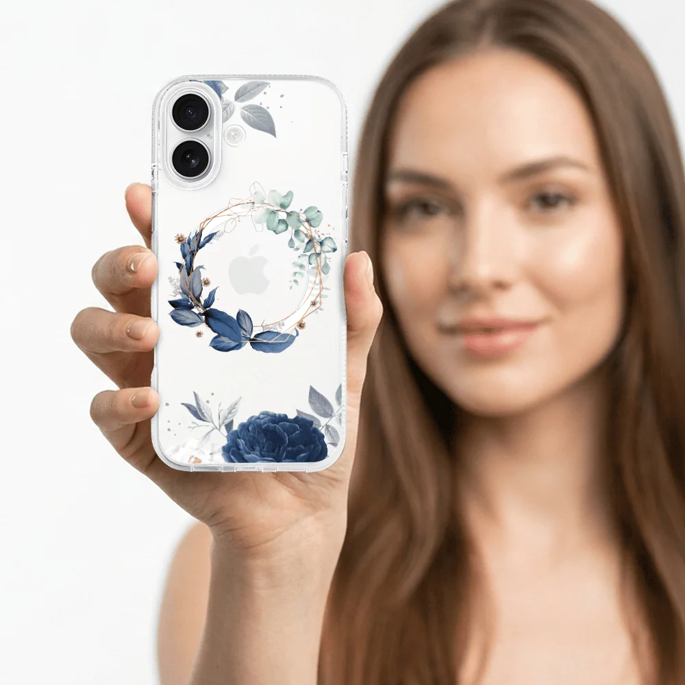 Etui-do-iPhone-17-Flower-MagSafe-niebieskie-kwiaty-przezroczyste-4