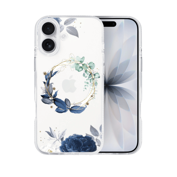 Etui-do-iPhone-17-Flower-MagSafe-niebieskie-kwiaty-przezroczyste-5