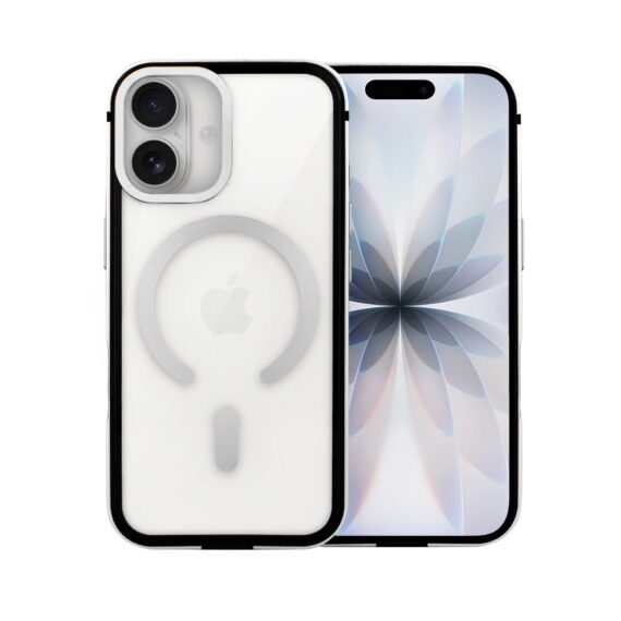 Etui do iPhone 17 IBIZU Elite Skin z MagSafe, krystalicznie czyste z metalową ramką, srebrne Obszar kompozycji 0