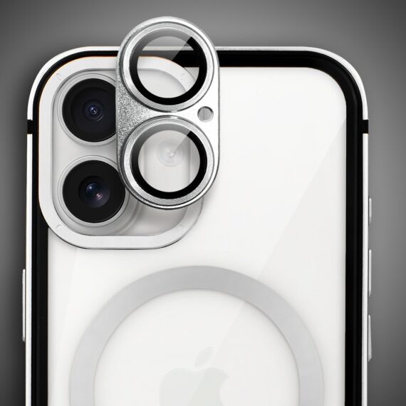 Etui do iPhone 17 IBIZU Elite Skin z MagSafe, krystalicznie czyste z metalową ramką, srebrne Obszar kompozycji 7