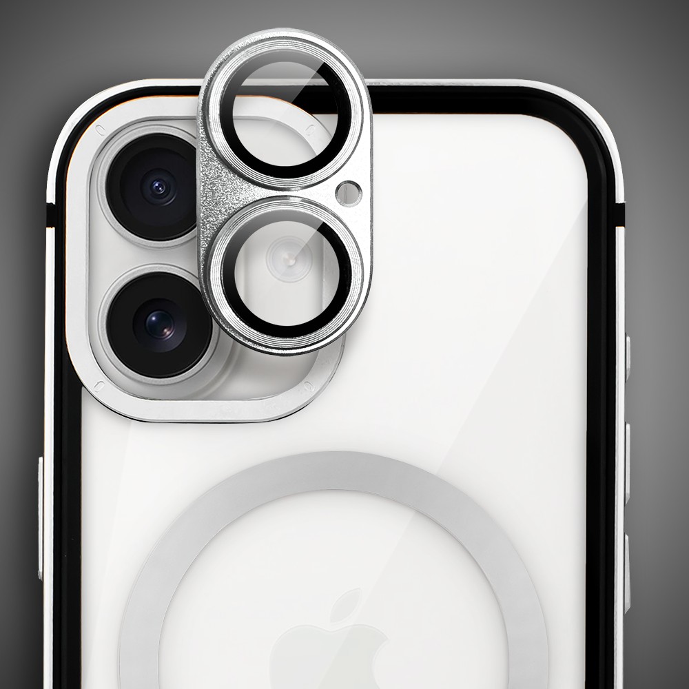 Etui do iPhone 17 IBIZU Elite Skin z MagSafe, krystalicznie czyste z metalową ramką, srebrne Obszar kompozycji 7