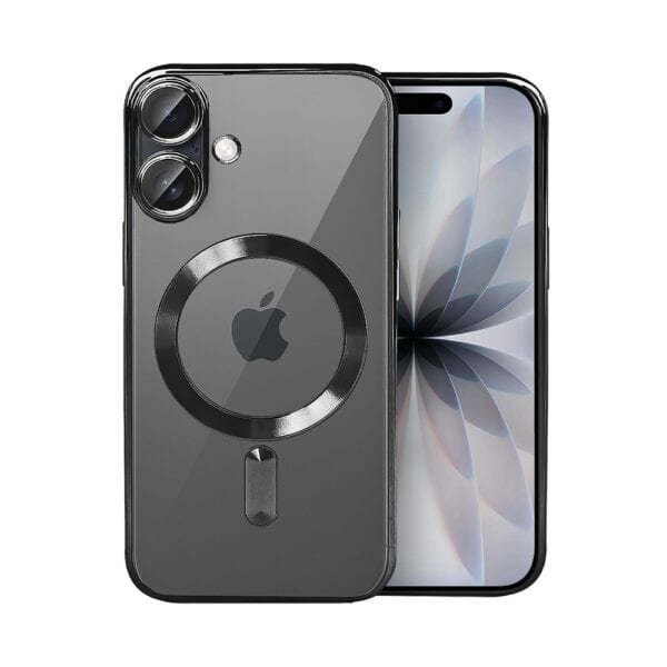 Etui do iPhone 17 MagSafe Luxury Protect przeźroczyste, hybrydowa ochrona kamery, czarne