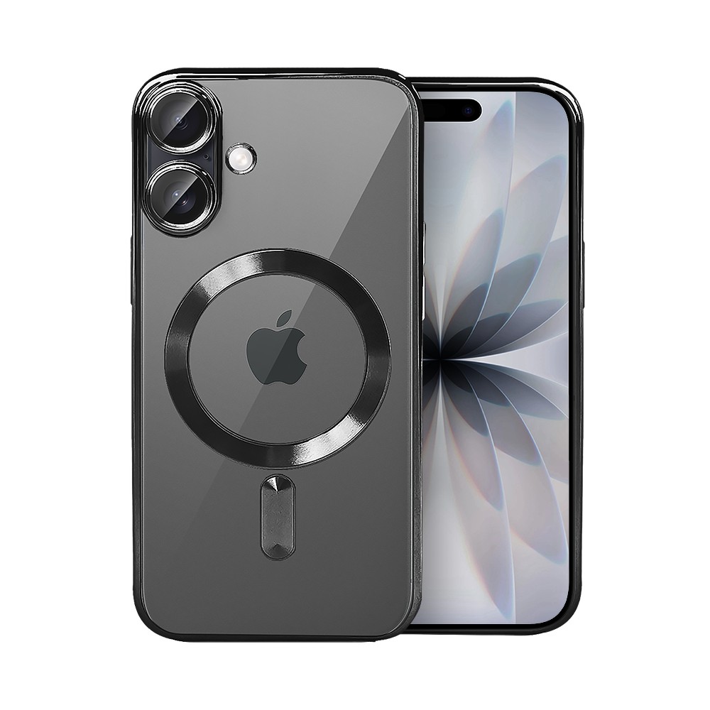 Etui do iPhone 17 MagSafe Luxury Protect przeźroczyste, hybrydowa ochrona kamery, czarne