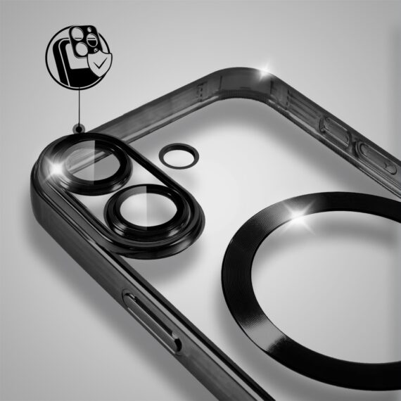 Etui do iPhone 17 MagSafe Luxury Protect przeźroczyste, hybrydowa ochrona kamery, czarne Artboard 4