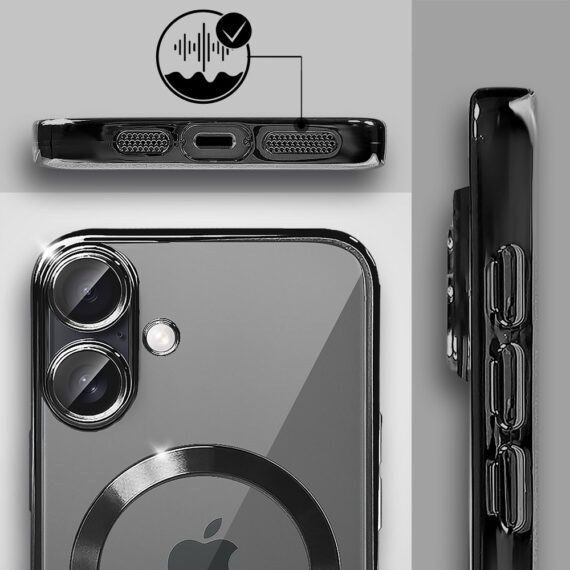 Etui do iPhone 17 MagSafe Luxury Protect przeźroczyste, hybrydowa ochrona kamery, czarne Artboard 5
