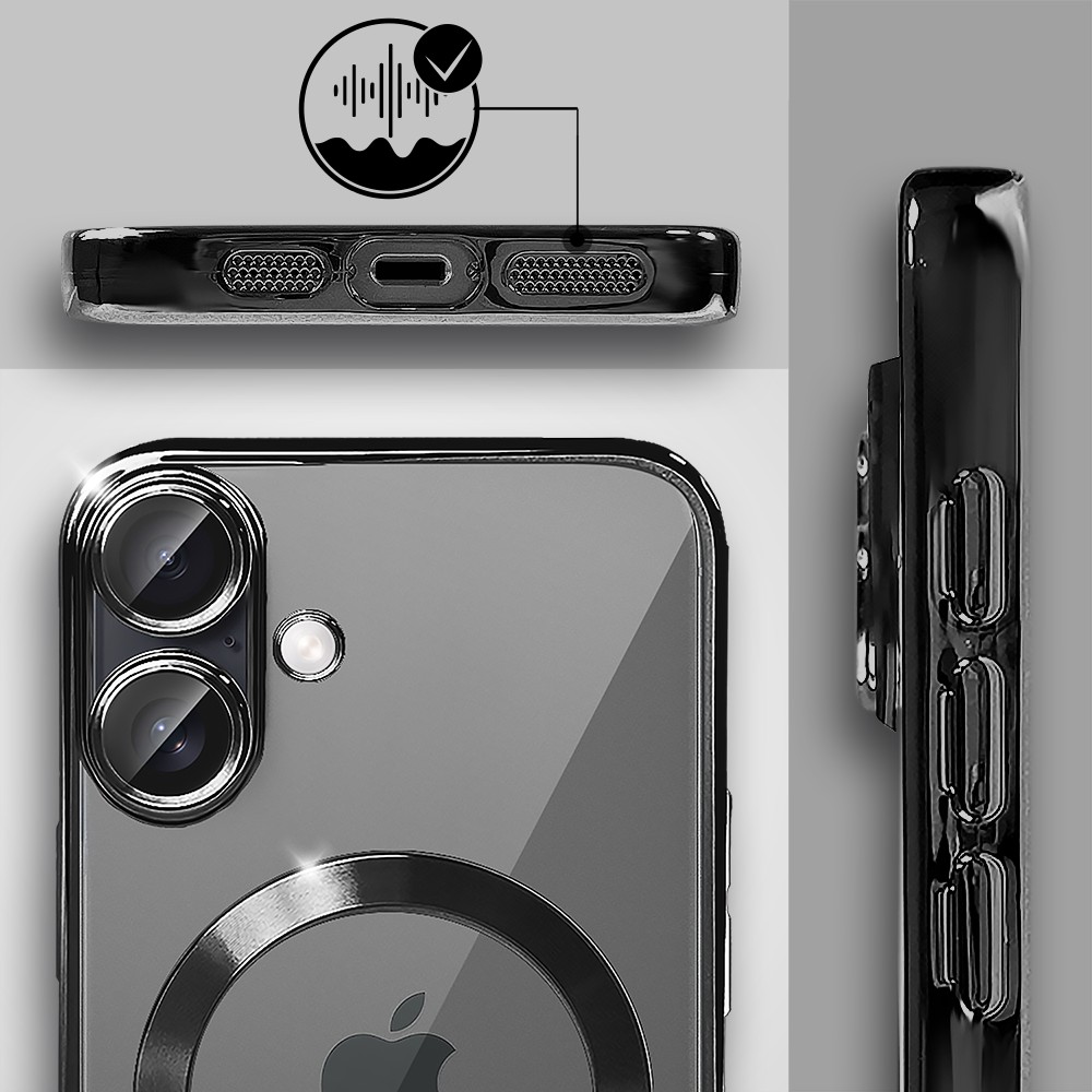 Etui do iPhone 17 MagSafe Luxury Protect przeźroczyste, hybrydowa ochrona kamery, czarne Artboard 5