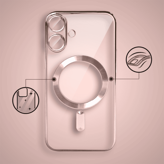 Etui-do-iPhone-17-MagSafe-Luxury-Protect-przezroczyste-hybrydowa-ochrona-kamery-rozowe-zloto-pop