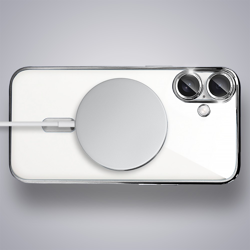 Etui do iPhone 17 MagSafe Luxury Protect przeźroczyste, hybrydowa ochrona kamery, srebrne Artboard 3