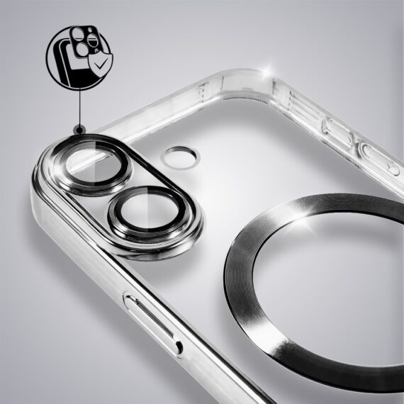 Etui do iPhone 17 MagSafe Luxury Protect przeźroczyste, hybrydowa ochrona kamery, srebrne Artboard 4