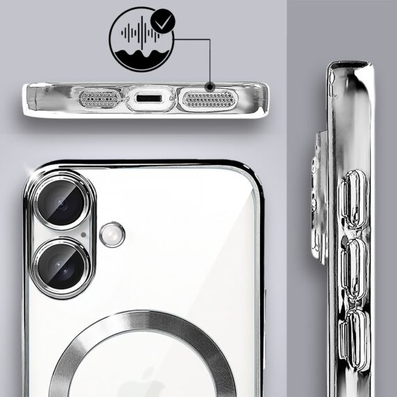 Etui do iPhone 17 MagSafe Luxury Protect przeźroczyste, hybrydowa ochrona kamery, srebrne Artboard 5