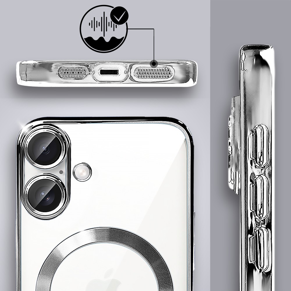 Etui do iPhone 17 MagSafe Luxury Protect przeźroczyste, hybrydowa ochrona kamery, srebrne Artboard 5