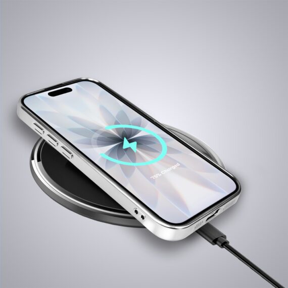 Etui do iPhone 17 MagSafe Luxury Protect przeźroczyste, hybrydowa ochrona kamery, srebrne Artboard 6