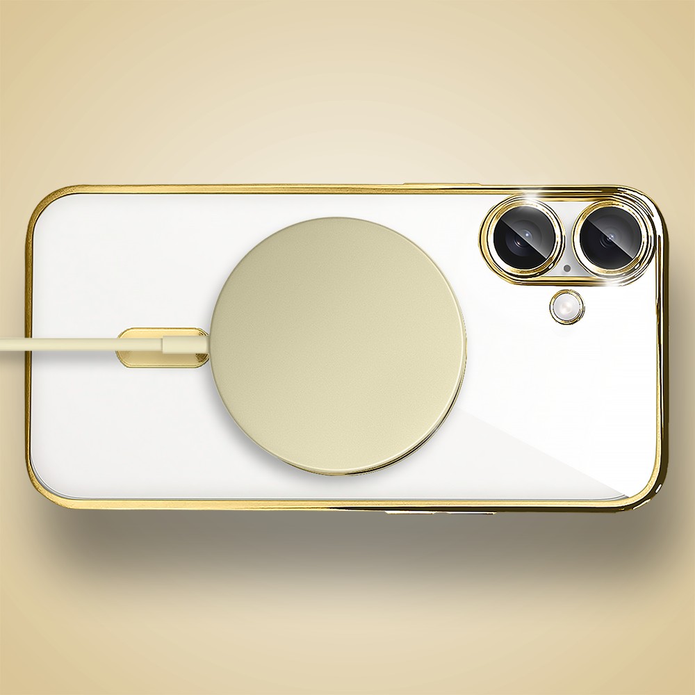 Etui do iPhone 17 MagSafe Luxury Protect przeźroczyste, hybrydowa ochrona kamery, złote Artboard 3