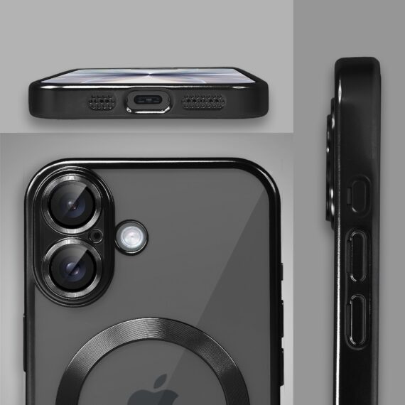 Etui do iPhone 17 MagSafe Luxury Protect przeźroczyste, z osłoną aparatu, Titanium Finish, czarne Obszar kompozycji 6
