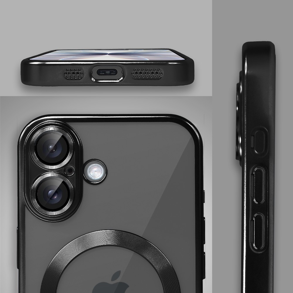 Etui do iPhone 17 MagSafe Luxury Protect przeźroczyste, z osłoną aparatu, Titanium Finish, czarne Obszar kompozycji 6