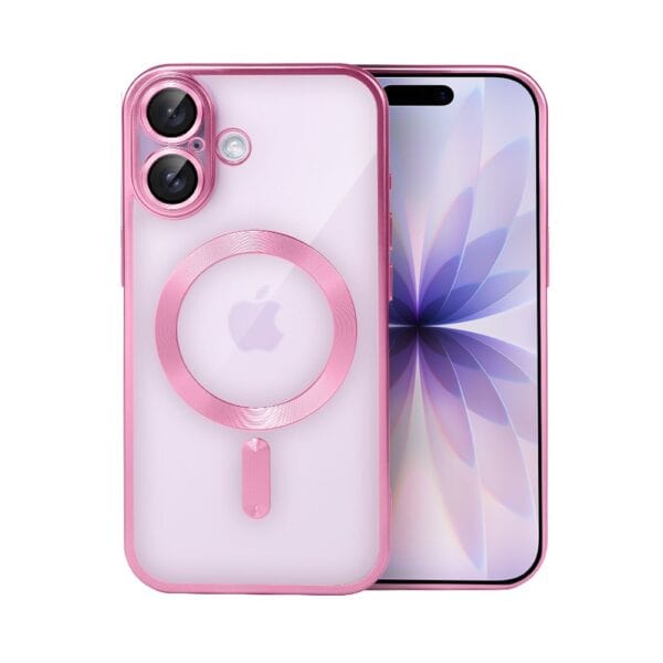 Etui do iPhone 17 MagSafe Luxury Protect przeźroczyste, z osłoną aparatu, Titanium Finish, różowe