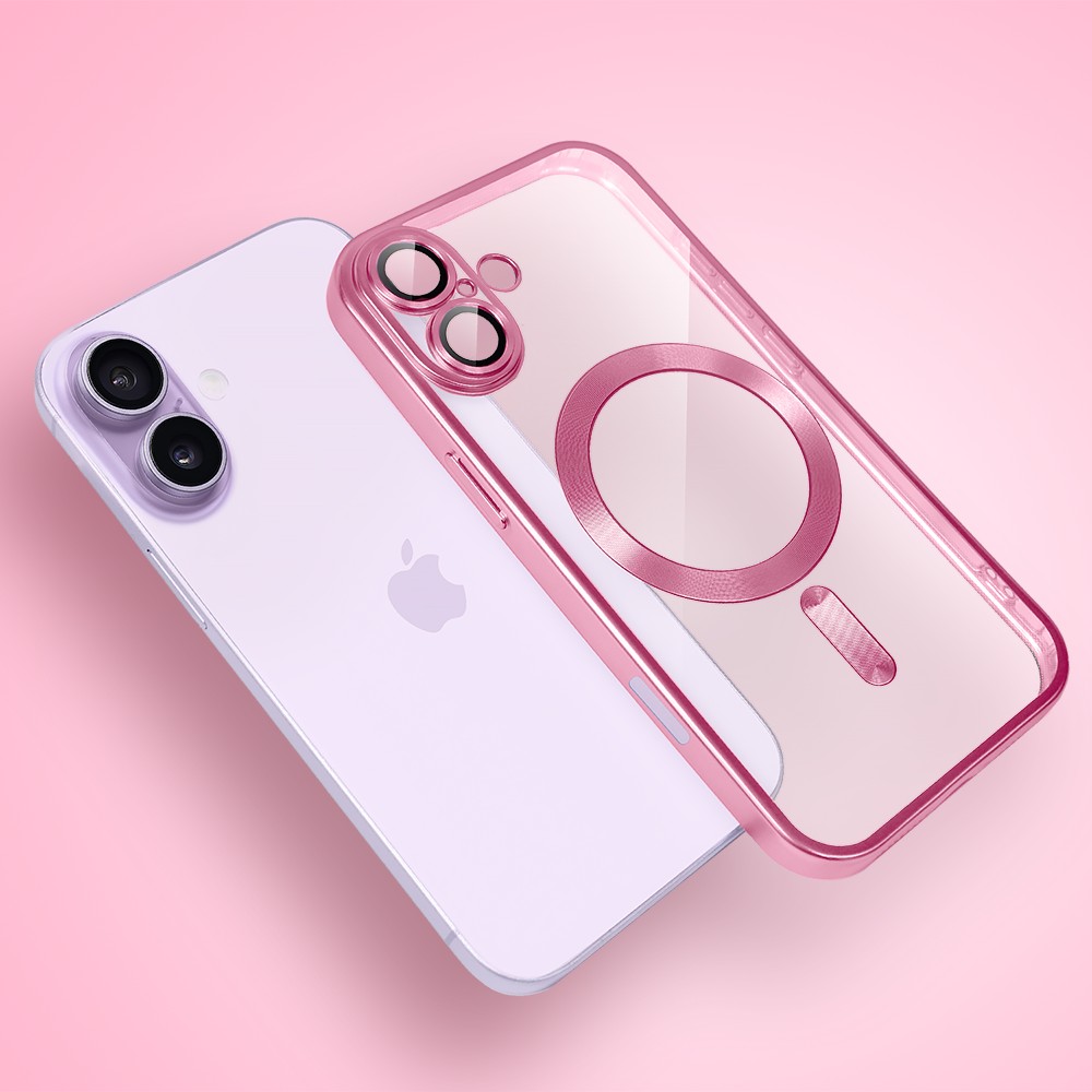 Etui do iPhone 17 MagSafe Luxury Protect przeźroczyste, z osłoną aparatu, Titanium Finish, różowe Obszar kompozycji 4