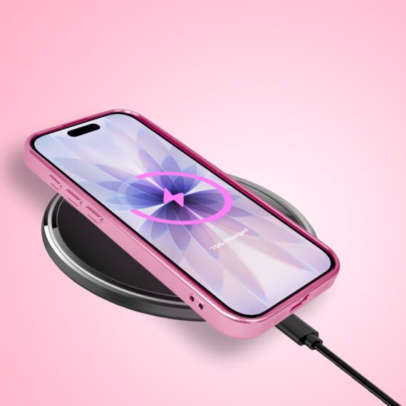 Etui do iPhone 17 MagSafe Luxury Protect przeźroczyste, z osłoną aparatu, Titanium Finish, różowe Obszar kompozycji 7