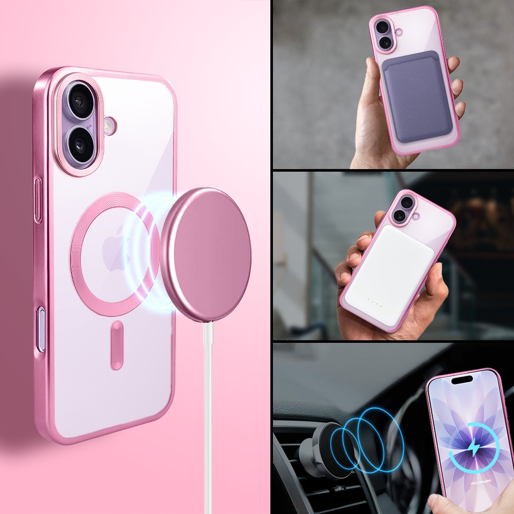 Etui do iPhone 17 MagSafe Luxury Titanium Finish, przeźroczyste, różowe Obszar kompozycji 3