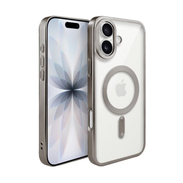 Etui do iPhone 17 MagSafe Luxury Titanium Finish, przeźroczyste, tytanowe