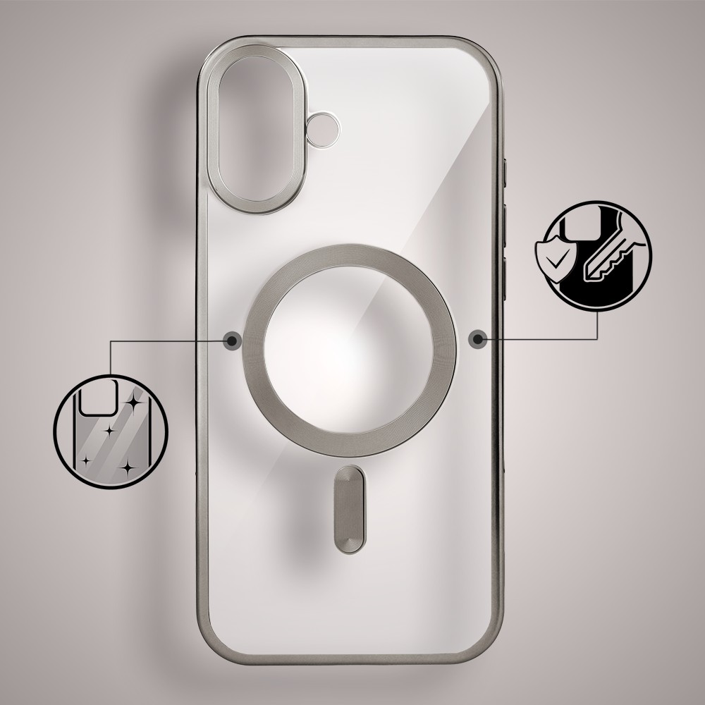 Etui do iPhone 17 MagSafe Luxury Titanium Finish, przeźroczyste, tytanowe Obszar kompozycji 2