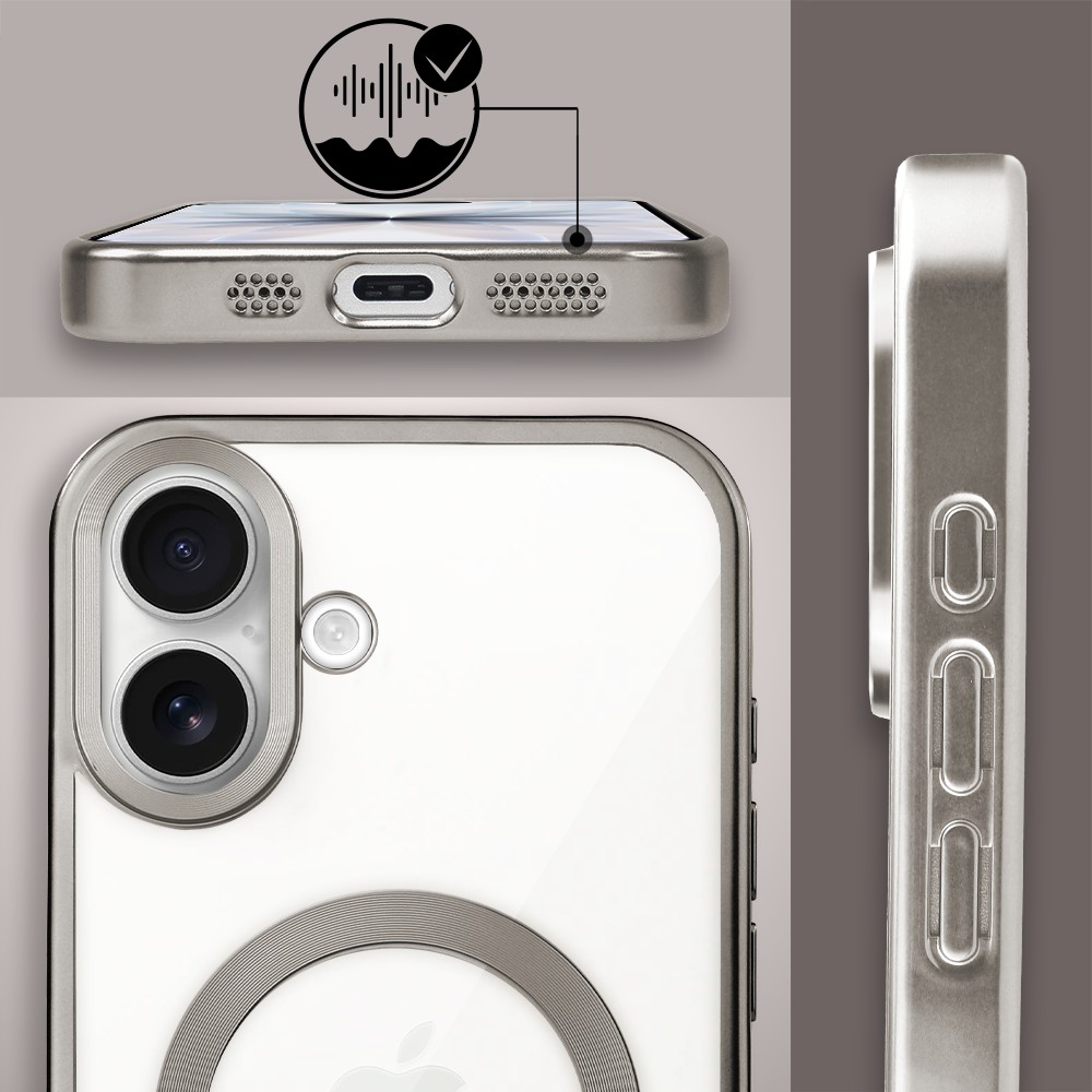 Etui do iPhone 17 MagSafe Luxury Titanium Finish, przeźroczyste, tytanowe Obszar kompozycji 6