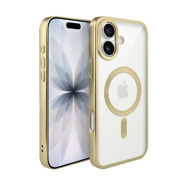 Etui do iPhone 17 MagSafe Luxury Titanium Finish, przeźroczyste, złote