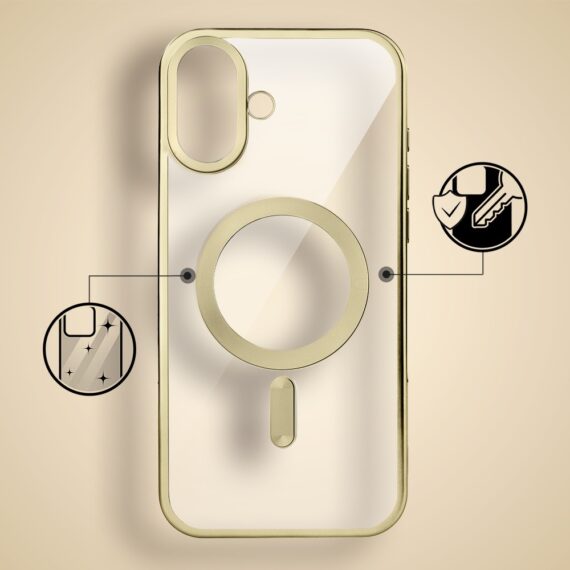 Etui do iPhone 17 MagSafe Luxury Titanium Finish, przeźroczyste, złote Obszar kompozycji 2