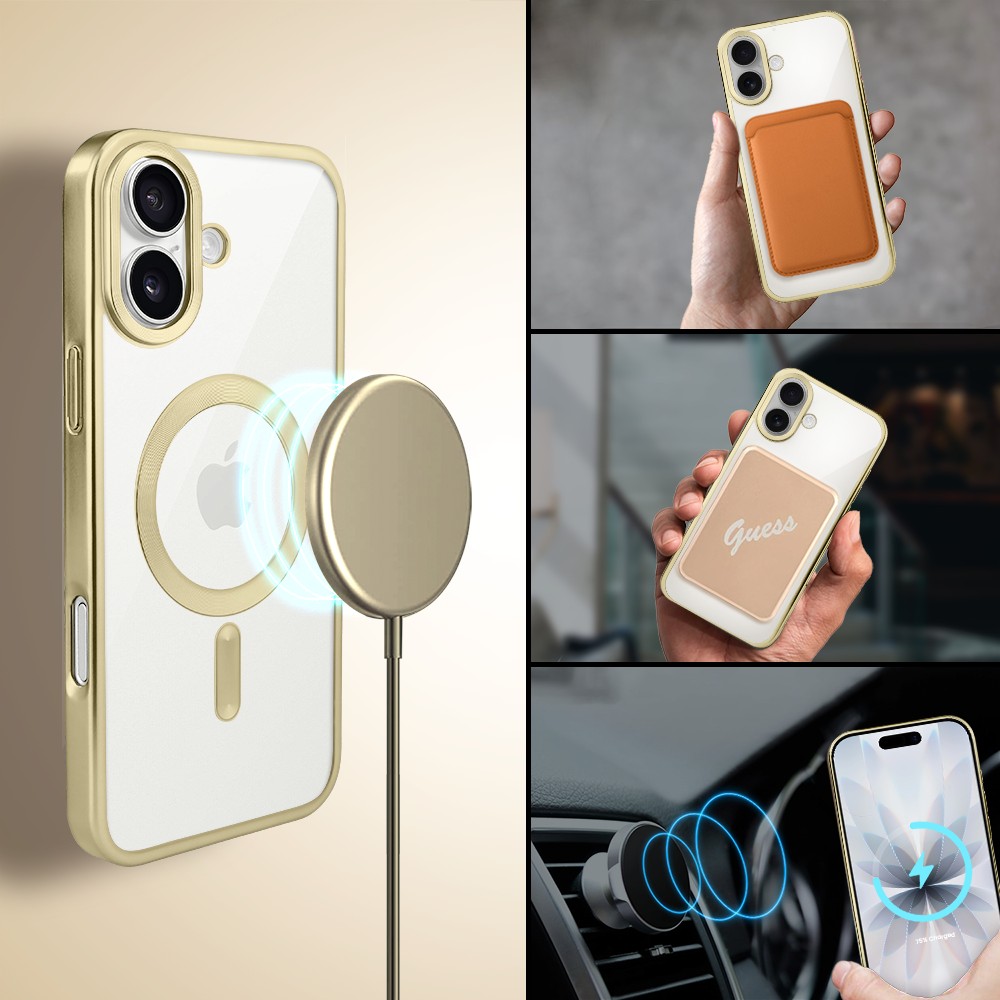 Etui do iPhone 17 MagSafe Luxury Titanium Finish, przeźroczyste, złote Obszar kompozycji 3