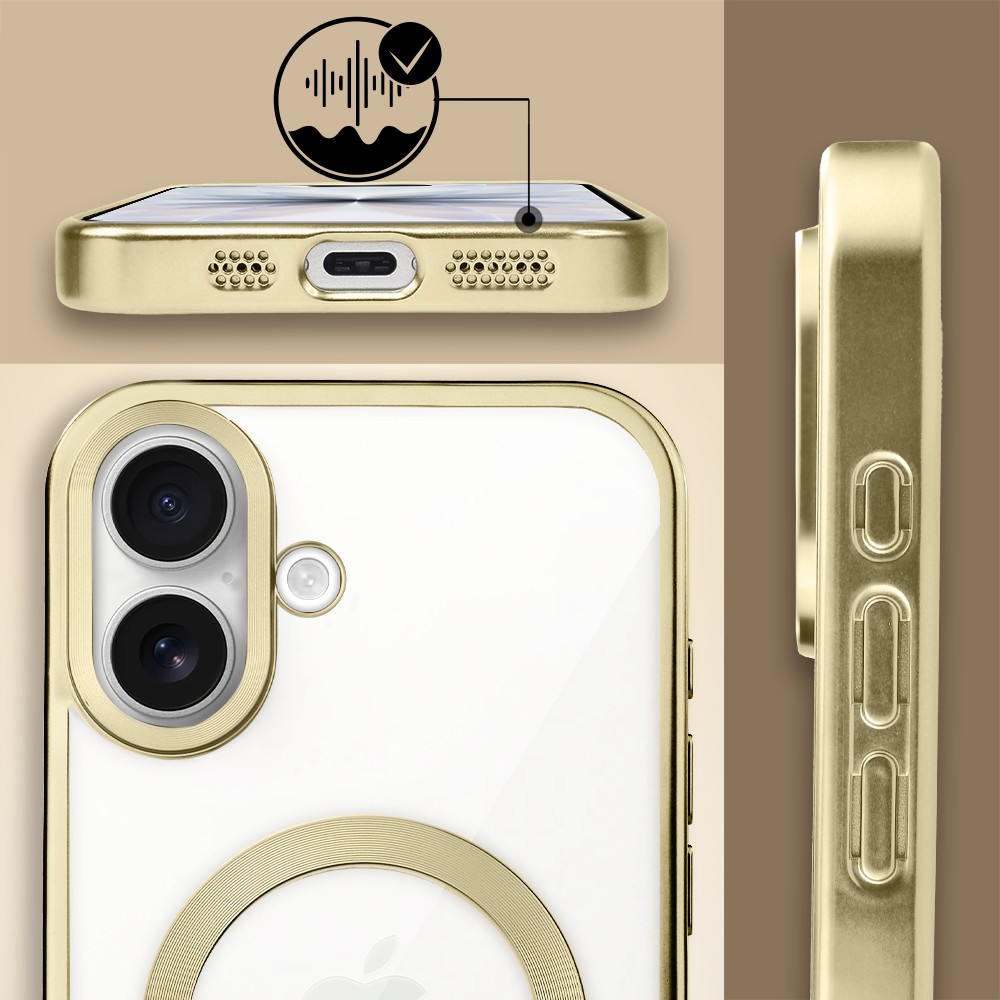 Etui do iPhone 17 MagSafe Luxury Titanium Finish, przeźroczyste, złote Obszar kompozycji 6