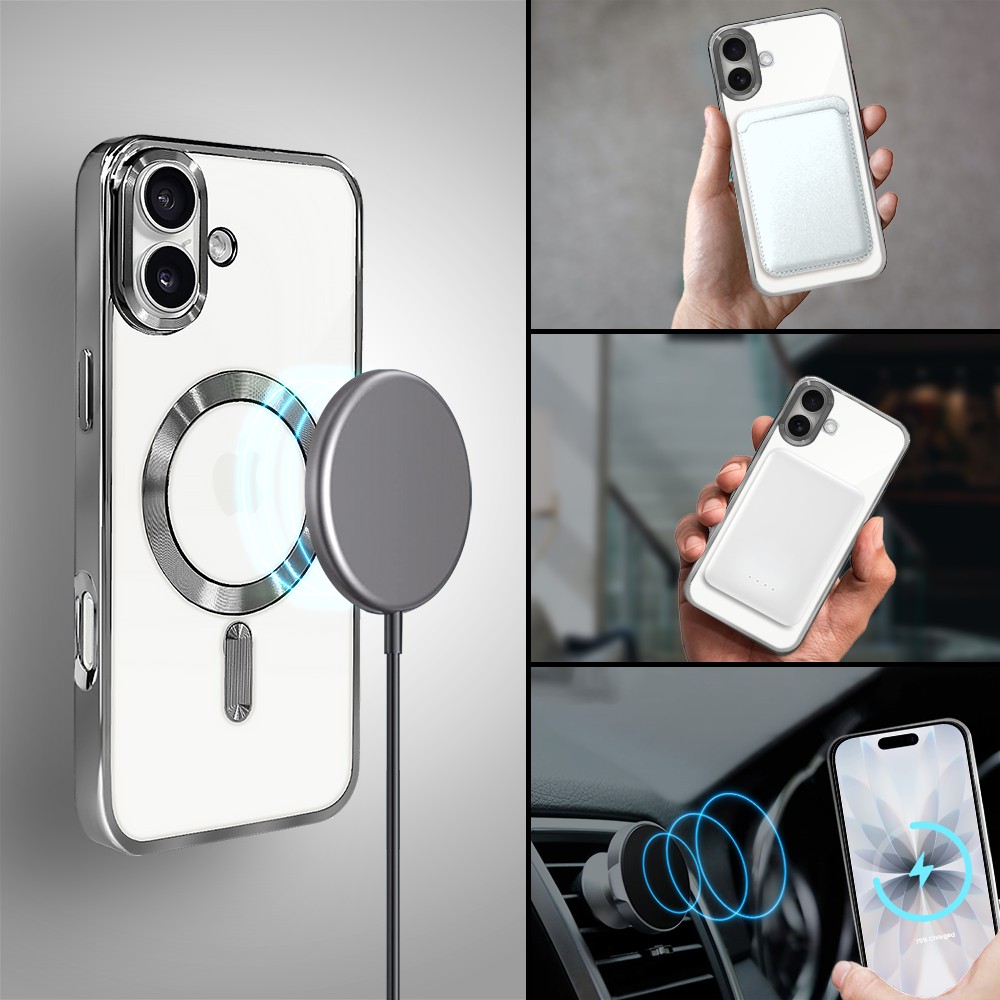 Etui do iPhone 17, MagSafe Luxury, przeźroczyste, tytanoweObszar kompozycji 3