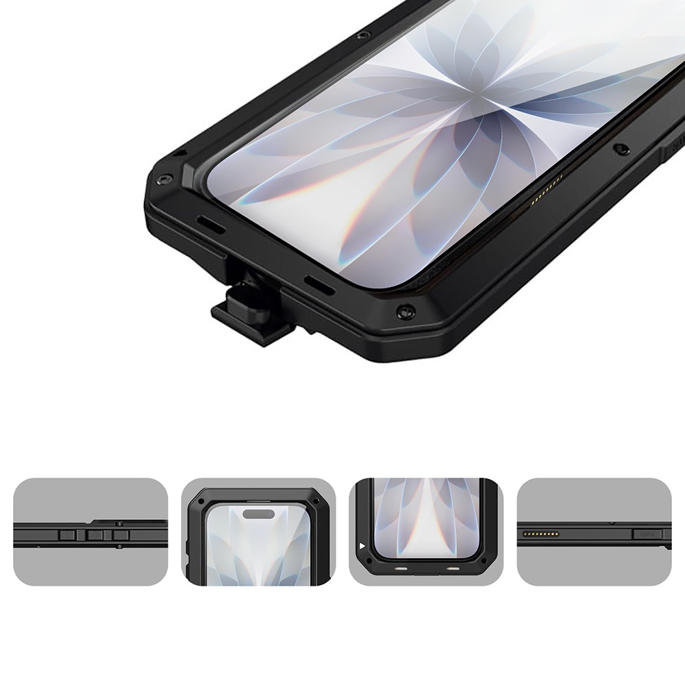 Etui do iPhone 17 Panzer Max, metalowa, skręcana, pancerna obudowa przód+tył, czarne Artboard 4