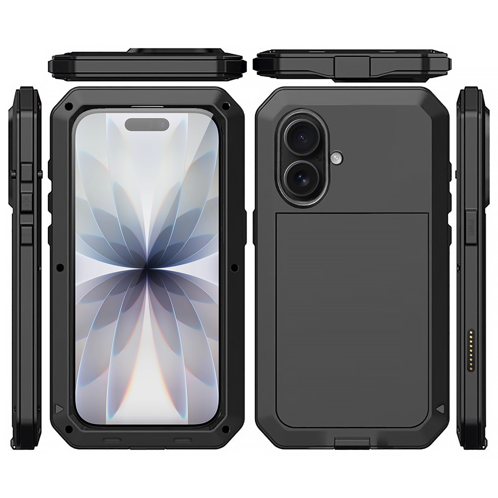 Etui do iPhone 17 Panzer Max, metalowa, skręcana, pancerna obudowa przód+tył, czarne Artboard 6