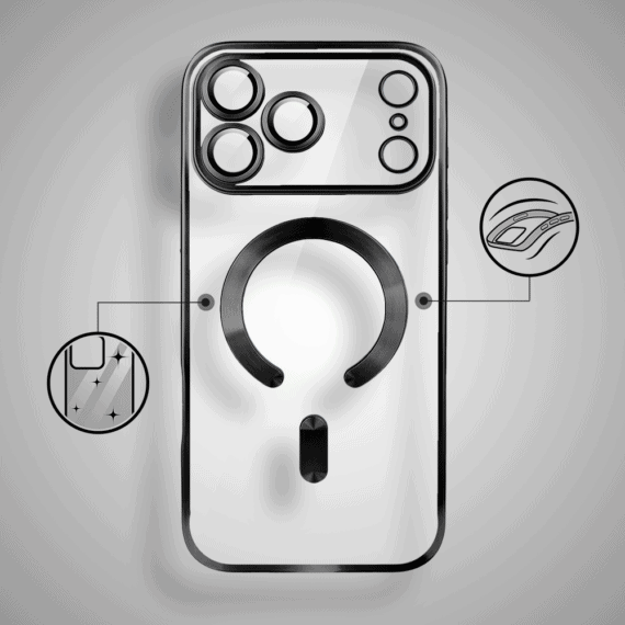 Etui-do-iPhone-17-Pro-MagSafe-Luxury-Protect-przezroczyste-z-oslona-aparatu-Titanium-Finish-czarne-pop