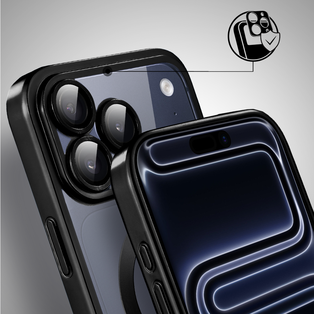Etui do iPhone 17 Pro MagSafe Luxury Protect przeźroczyste, z osłoną aparatu, Titanium Finish, czarneObszar kompozycji 5
