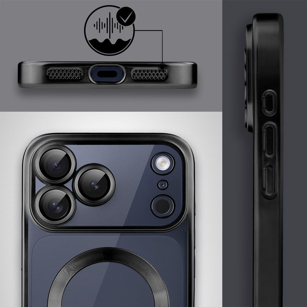 Etui do iPhone 17 Pro MagSafe Luxury Protect przeźroczyste, z osłoną aparatu, Titanium Finish, czarneObszar kompozycji 6