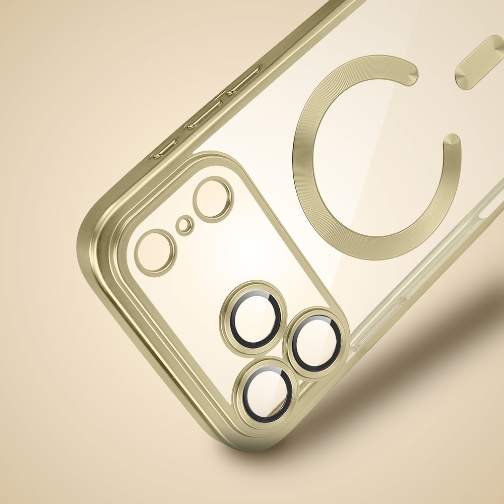 Etui do iPhone 17 Pro MagSafe Luxury Protect przeźroczyste, z osłoną aparatu, Titanium Finish, złote 8