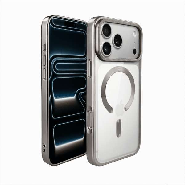 Etui do iPhone 17 Pro Max MagSafe Luxury Titanium Finish, przeźroczyste, tytanowe