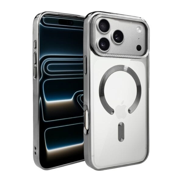 Etui do iPhone 17 Pro Max, MagSafe Luxury, przeźroczyste, tytanowe